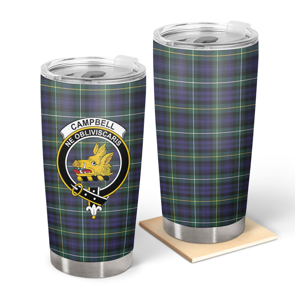 Campbell Argyll Modern Tartan Crest Tumbler