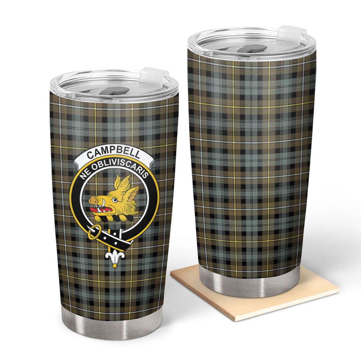 Campbell Argyll Weathered Tartan Crest Tumbler