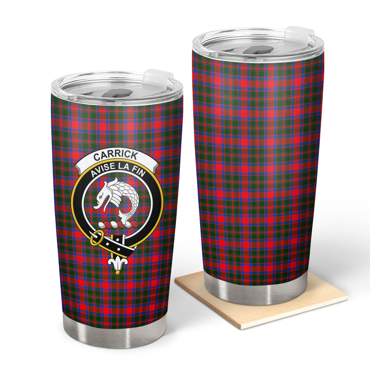 Carrick District Tartan Crest Tumbler