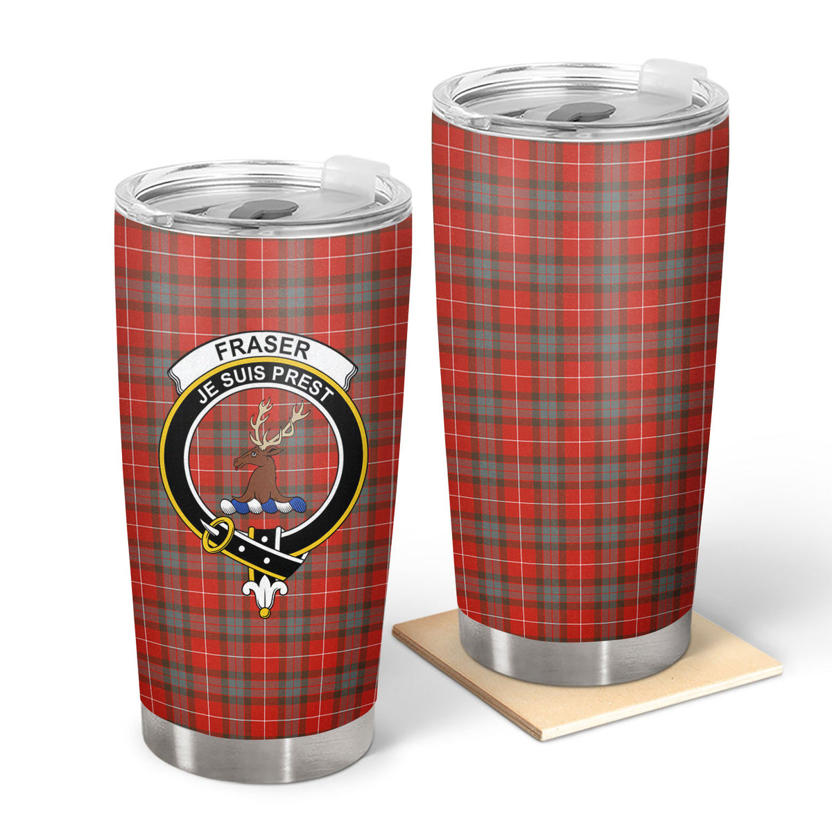 Fraser (of Lovat) Weathered Tartan Crest Tumbler