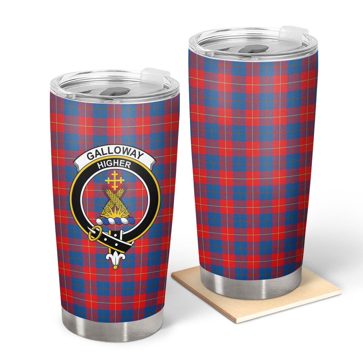 Galloway Red Tartan Crest Tumbler