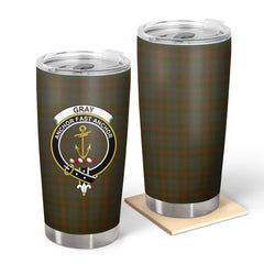 Gray Tartan Crest Tumbler