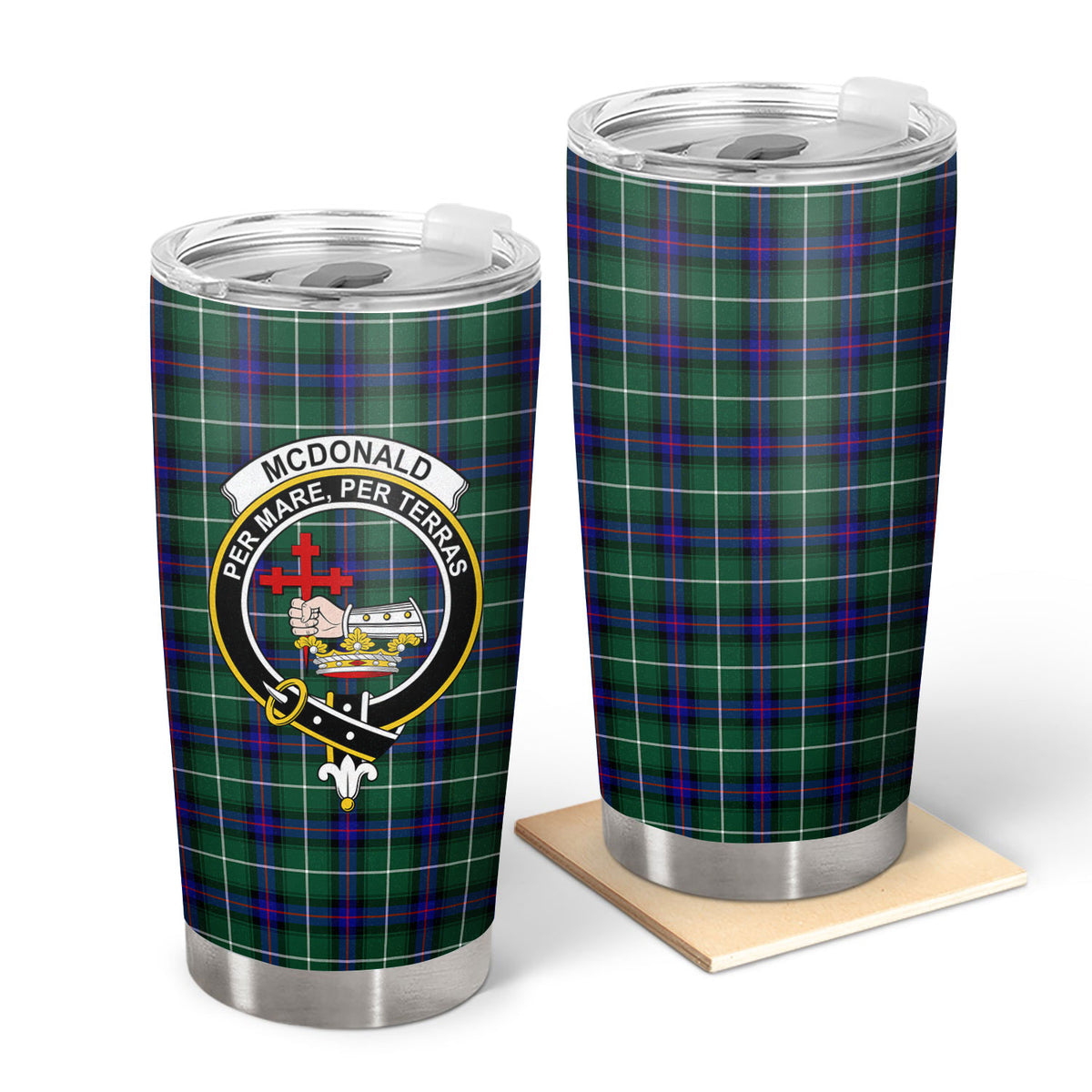 McDonald of the Isles Hunting Modern Tartan Crest Tumbler