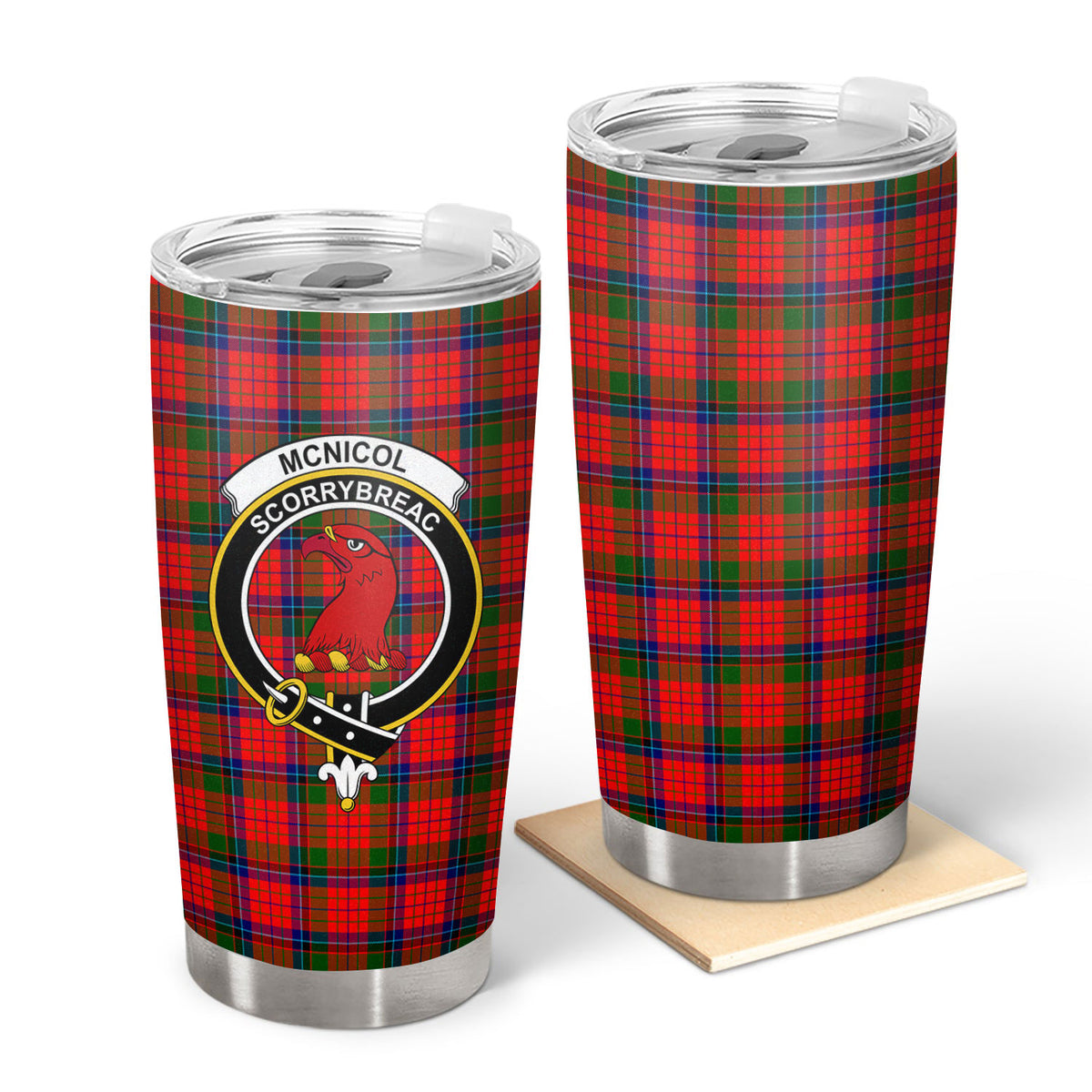 McNicol (of Scorrybreac) Tartan Crest Tumbler