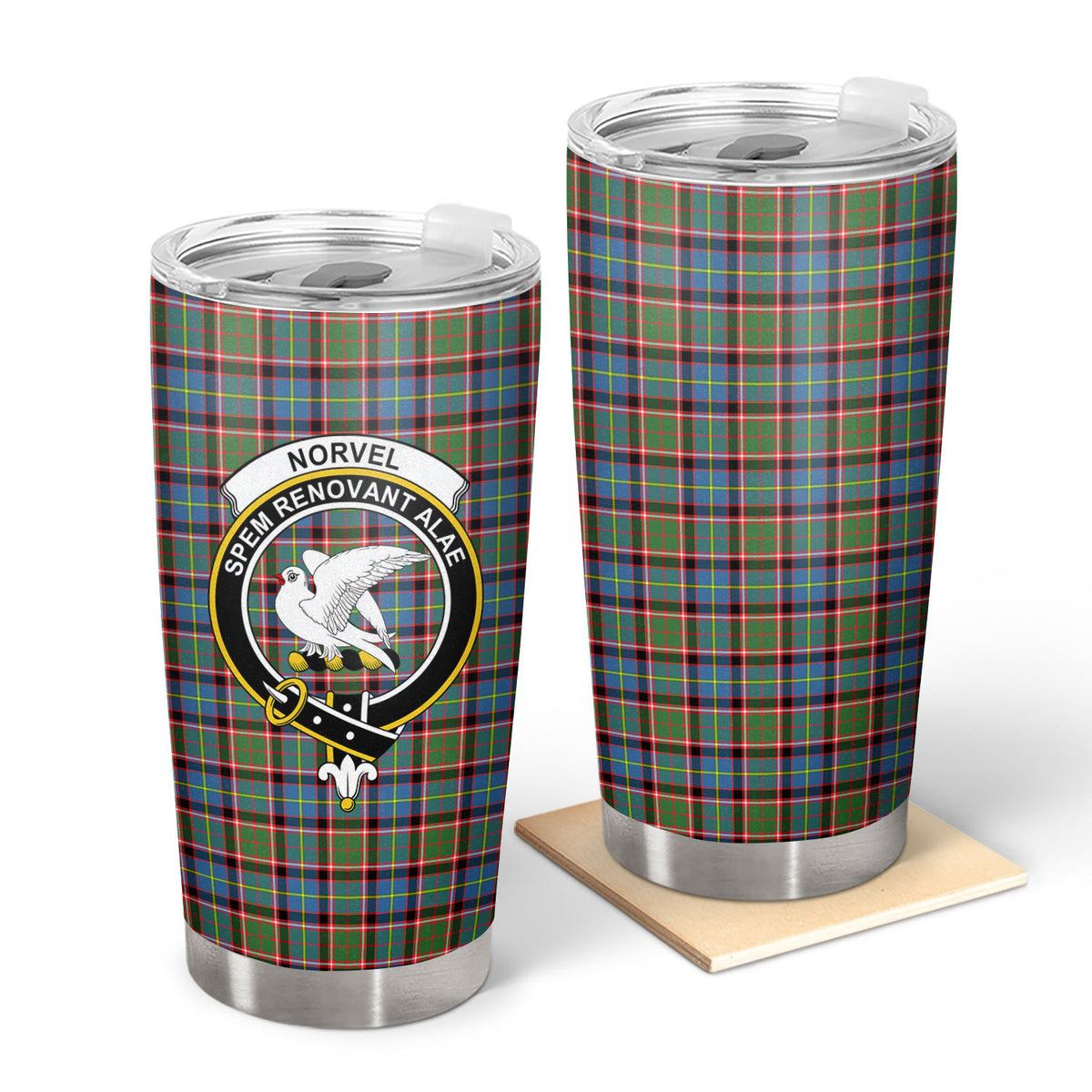 Norvel (or Norvill) Tartan Crest Tumbler