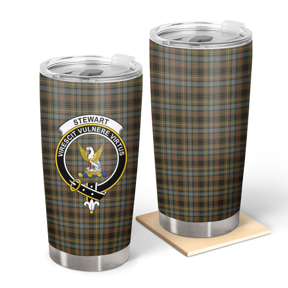 Stewart Hunting Weathered Tartan Crest Tumbler