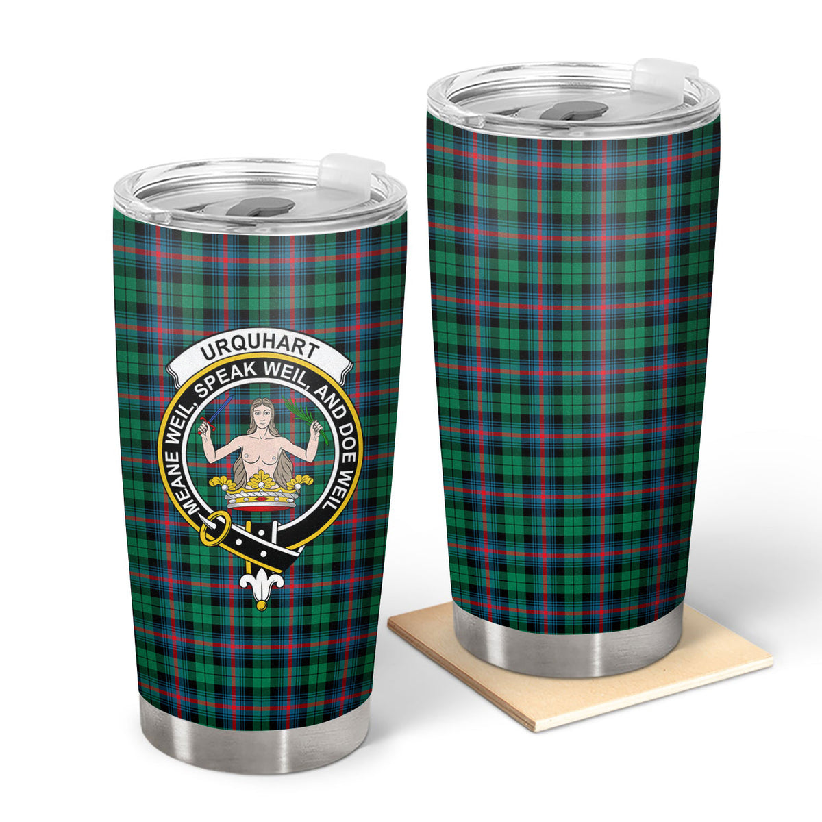 Urquhart Broad Red Ancient Tartan Crest Tumbler