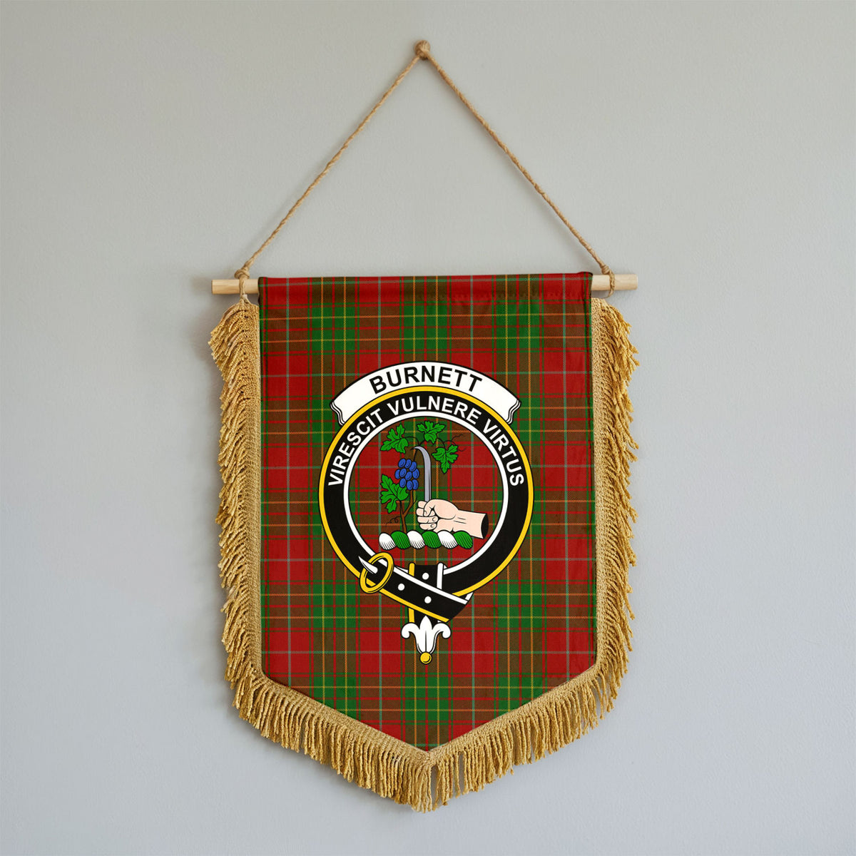 Butter Tartan Crest Wall Hanging Banner - Wood Pole