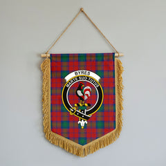 Byres Tartan Crest Wall Hanging Banner - Wood Pole