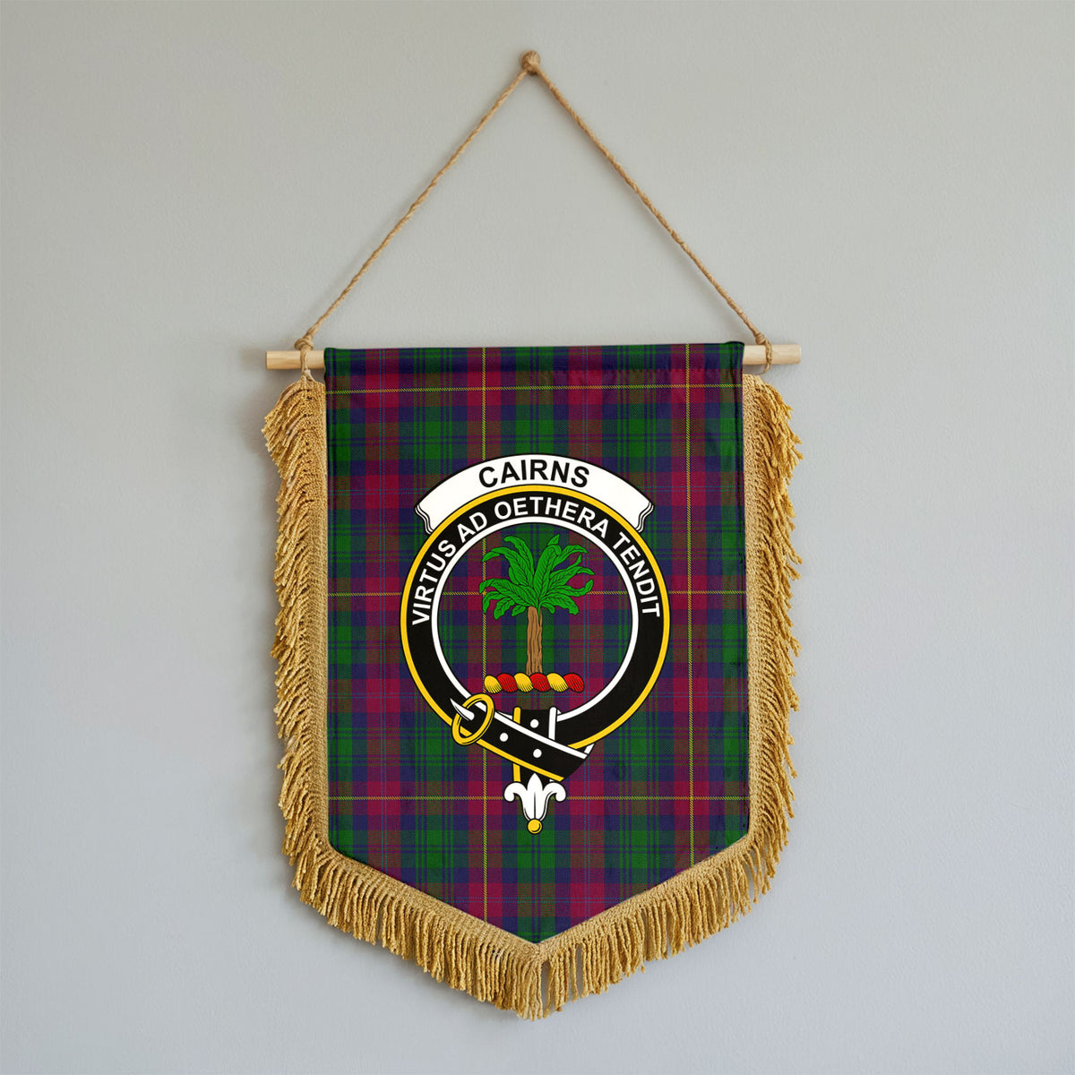 Cairns Tartan Crest Wall Hanging Banner - Wood Pole