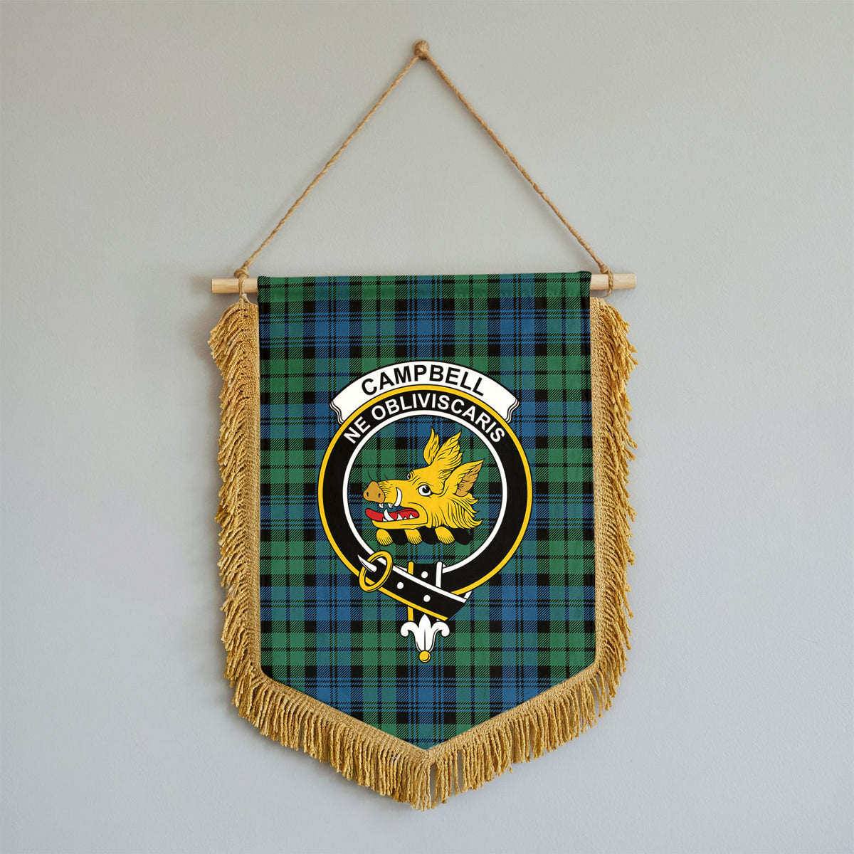 Campbell Ancient 02 Tartan Crest Wall Hanging Banner - Wood Pole