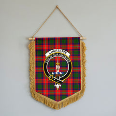 Charteris (Earl of Wemyss) Tartan Crest Wall Hanging Banner - Wood Pole