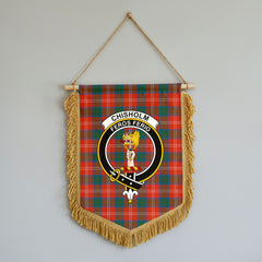 Chisholm Ancient Tartan Crest Wall Hanging Banner - Wood Pole