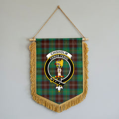 Chisholm Hunting Ancient Tartan Crest Wall Hanging Banner - Wood Pole