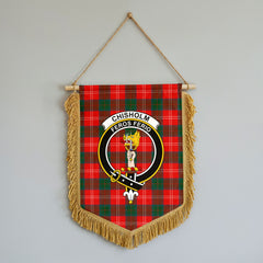 Chisholm Modern Tartan Crest Wall Hanging Banner - Wood Pole