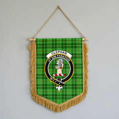 Clephan (or Clephane) Tartan Crest Wall Hanging Banner - Wood Pole