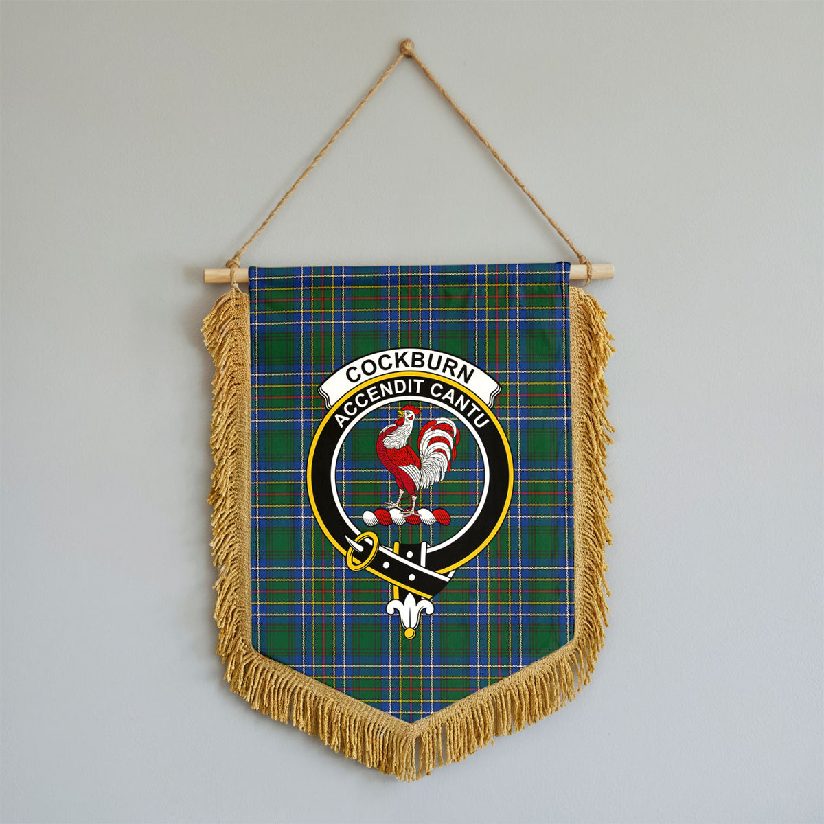 Cockburn Ancient Tartan Crest Wall Hanging Banner - Wood Pole