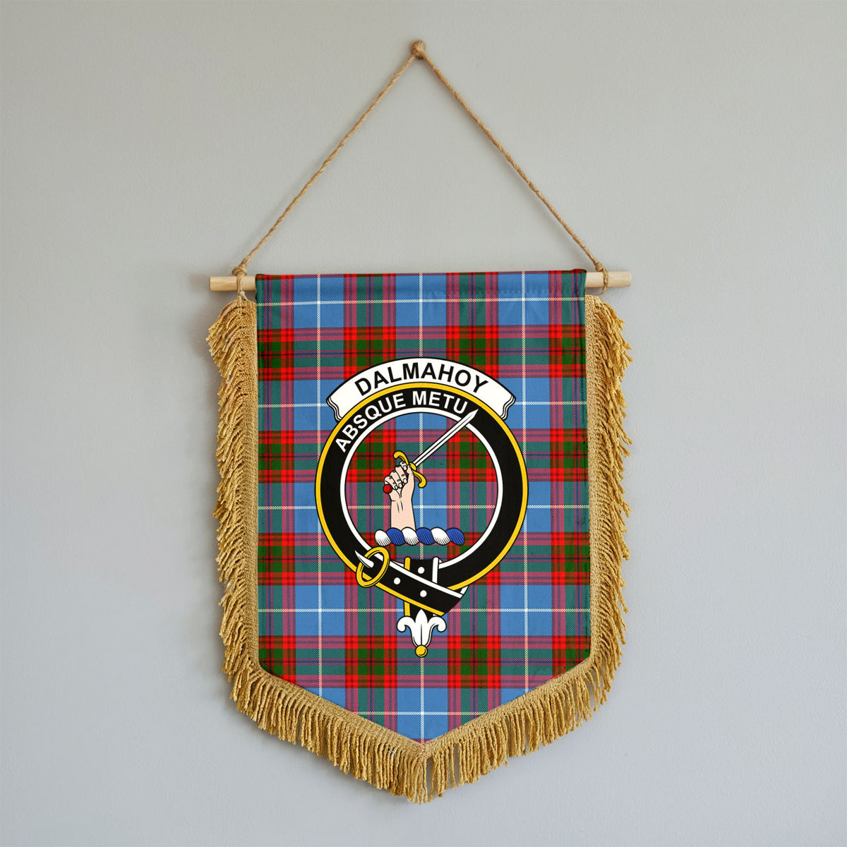 Dalmahoy Tartan Crest Wall Hanging Banner - Wood Pole