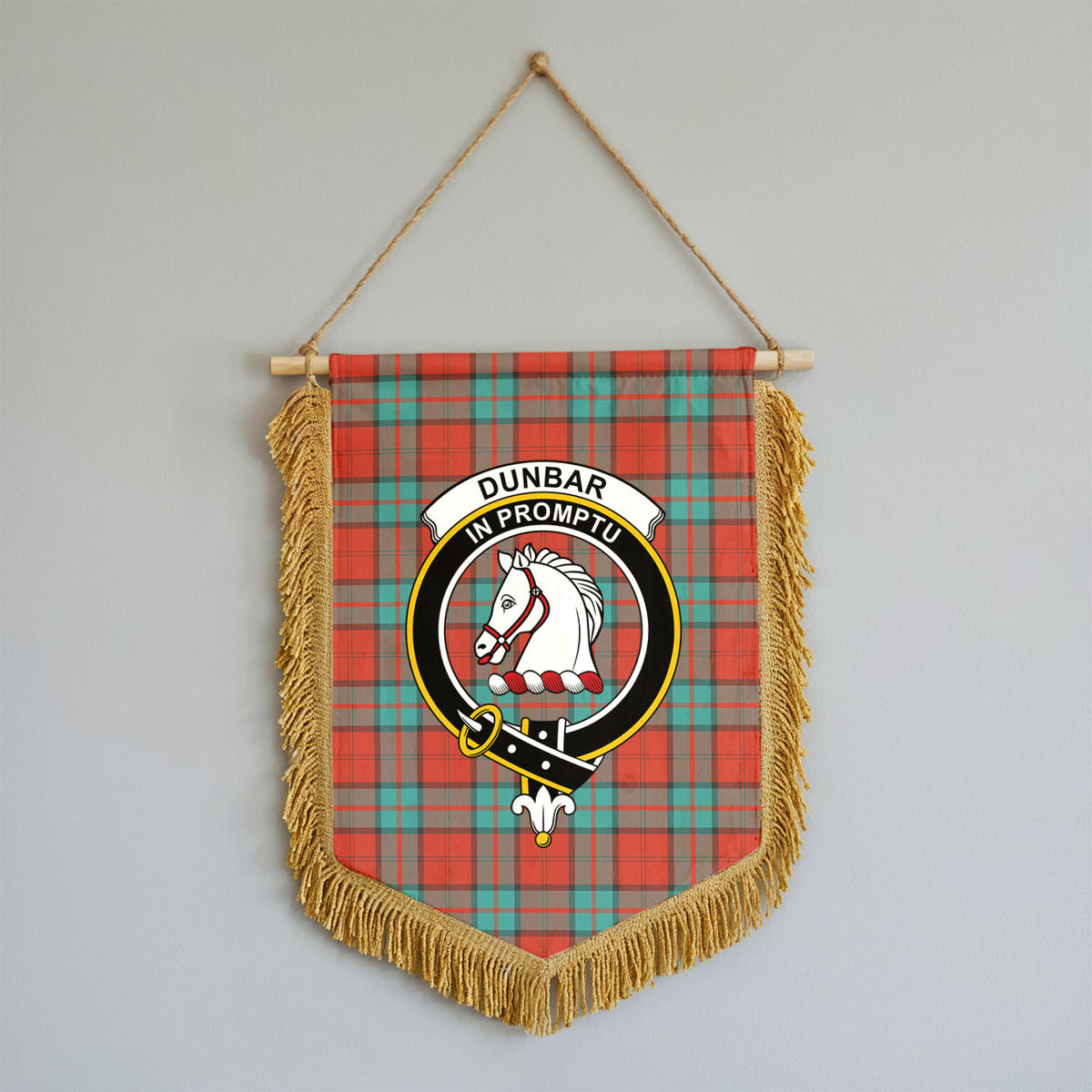 Dunbar Ancient Tartan Crest Wall Hanging Banner - Wood Pole