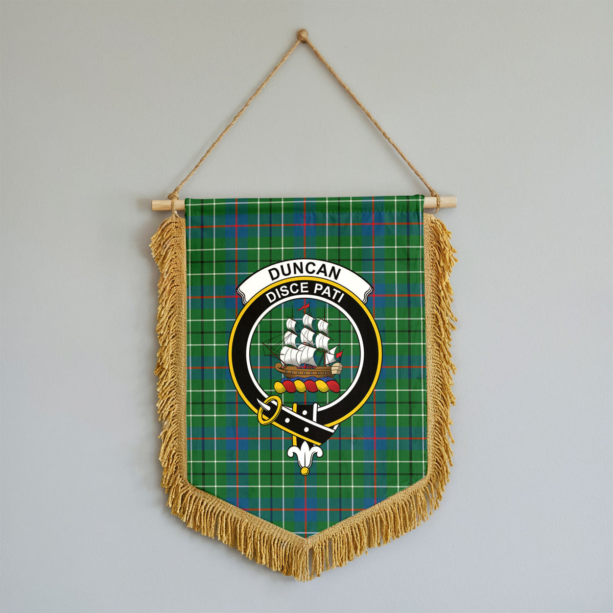 Duncan Ancient Tartan Crest Wall Hanging Banner - Wood Pole