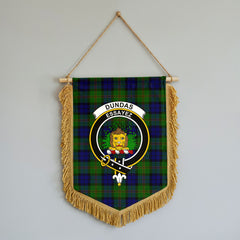 Dundas Modern Tartan Crest Wall Hanging Banner - Wood Pole