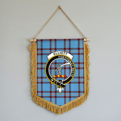 Elliott Ancient Tartan Crest Wall Hanging Banner - Wood Pole