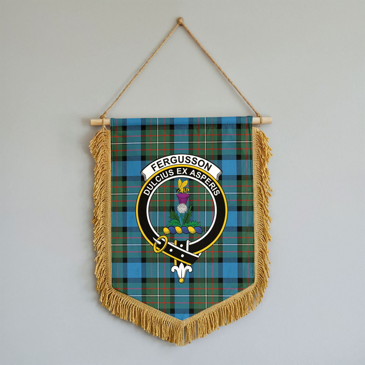 Fergusson Ancient Tartan Crest Wall Hanging Banner - Wood Pole
