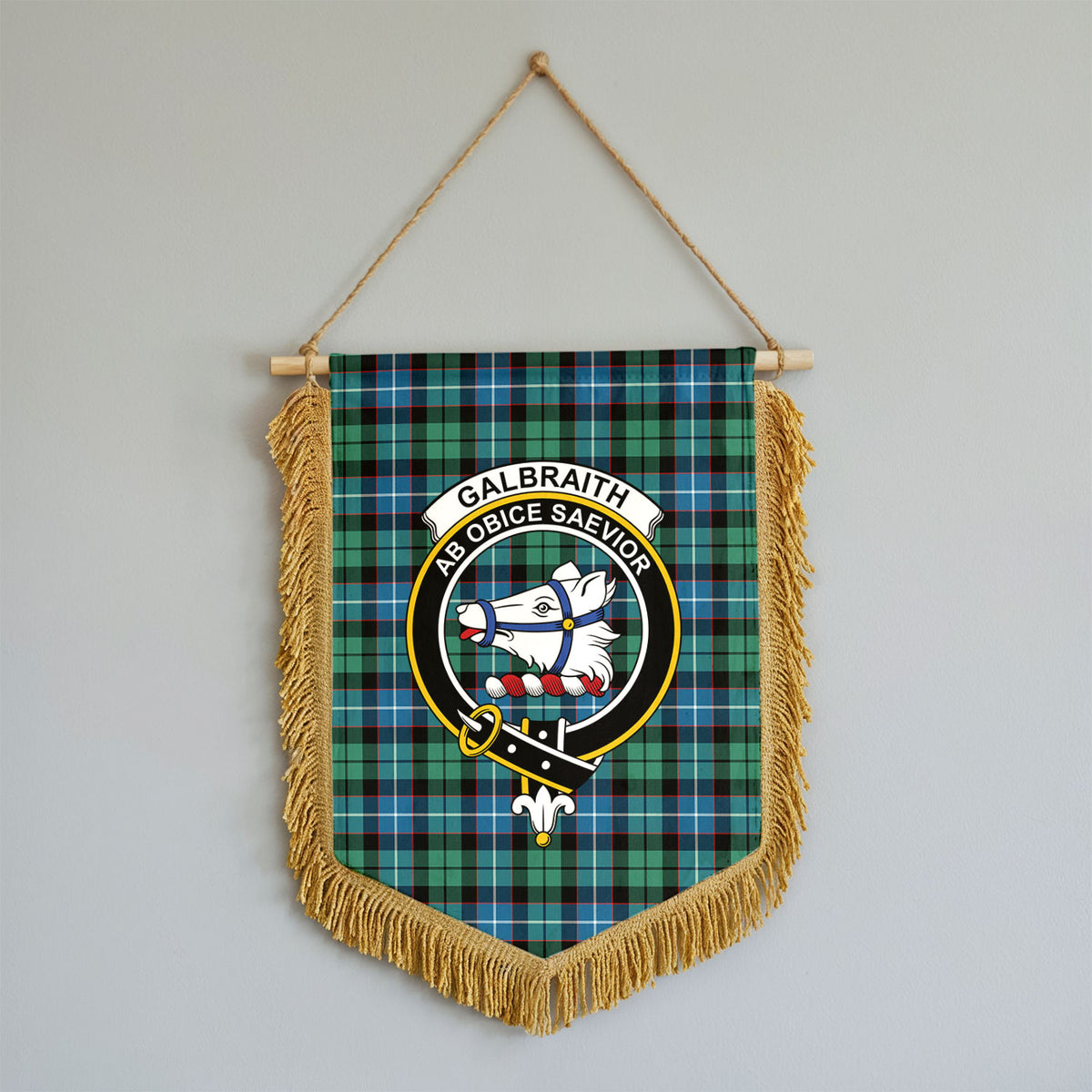 Galbraith Ancient Tartan Crest Wall Hanging Banner - Wood Pole