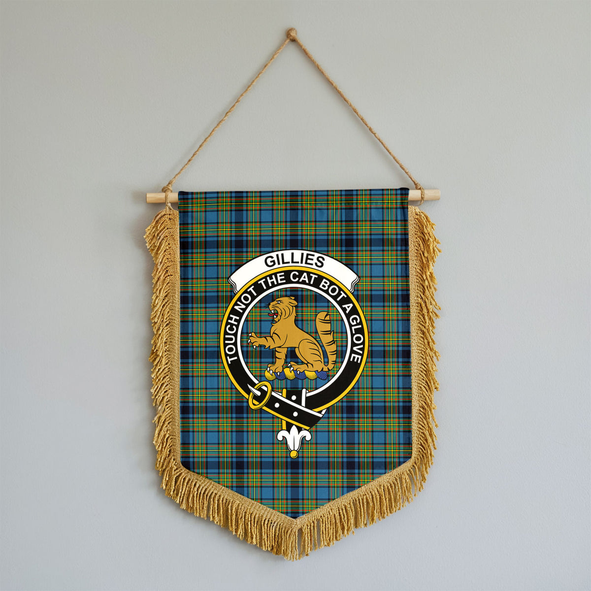 Gillies Ancient Tartan Crest Wall Hanging Banner - Wood Pole