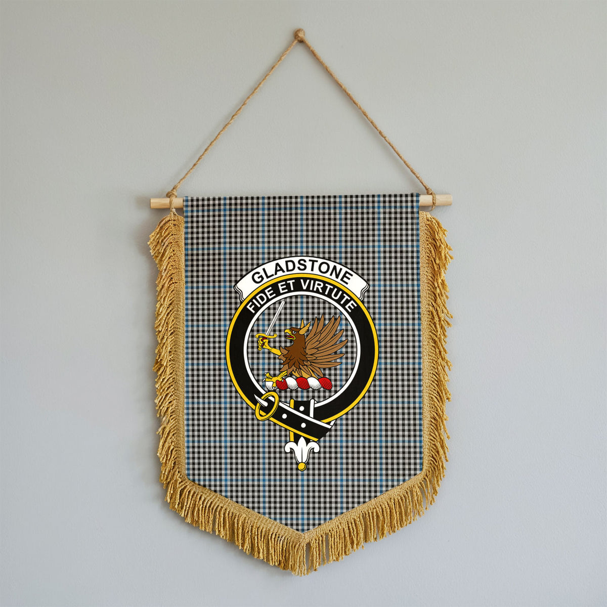 Gladstone Tartan Crest Wall Hanging Banner - Wood Pole