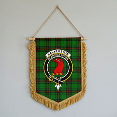 Halkerston Tartan Crest Wall Hanging Banner - Wood Pole