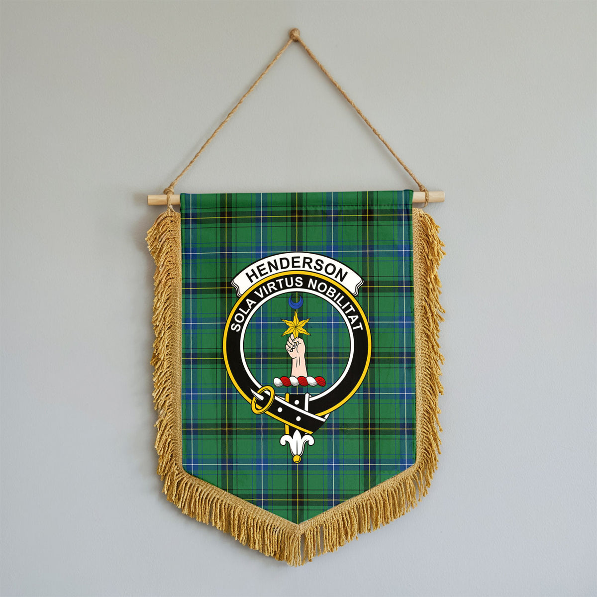 Henderson Ancient Tartan Crest Wall Hanging Banner - Wood Pole