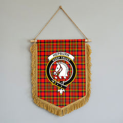 Hepburn Tartan Crest Wall Hanging Banner - Wood Pole