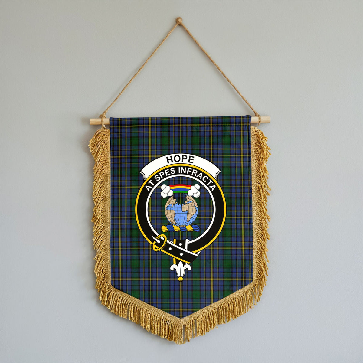 Hope Tartan Crest Wall Hanging Banner - Wood Pole