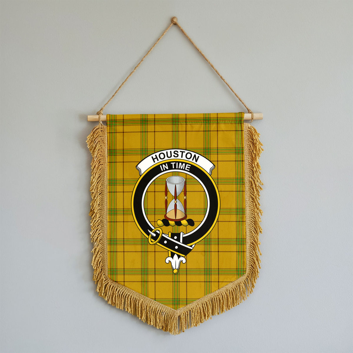 Houston Tartan Crest Wall Hanging Banner - Wood Pole