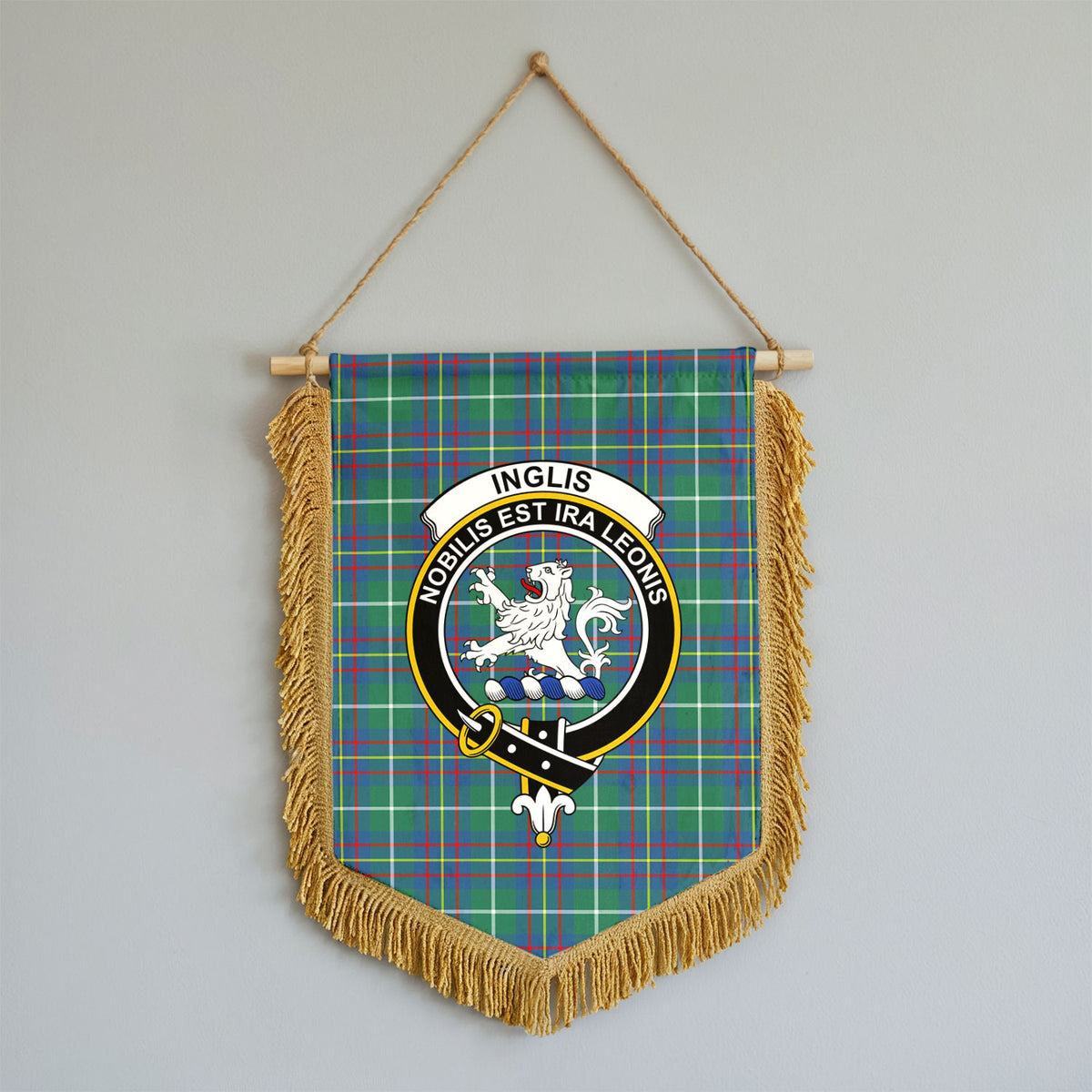 Inglis Ancient Tartan Crest Wall Hanging Banner - Wood Pole