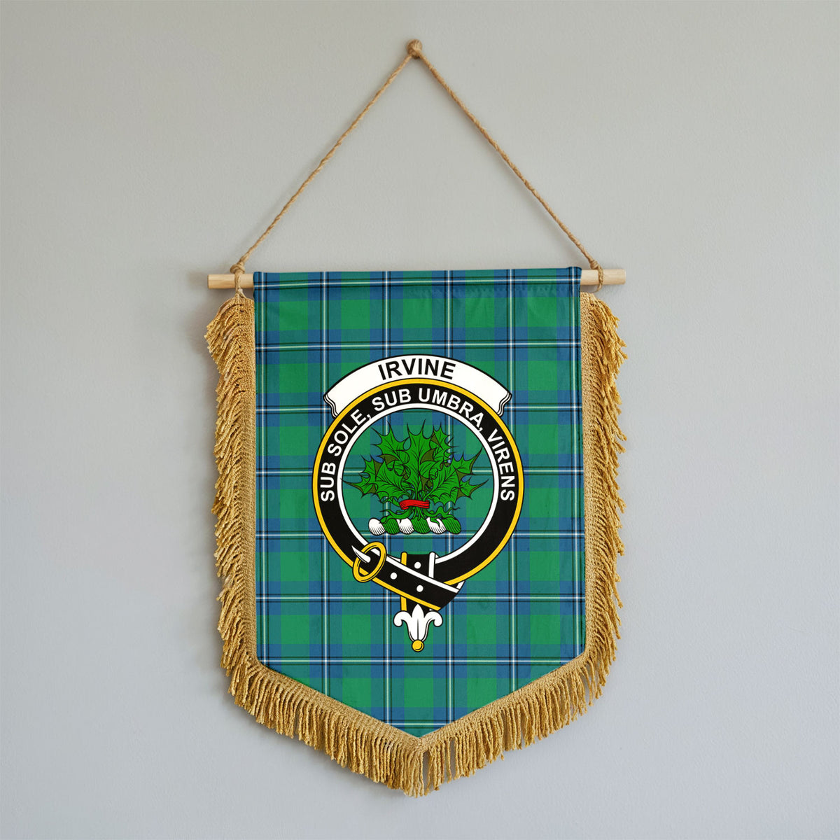 Irvine Ancient Tartan Crest Wall Hanging Banner - Wood Pole