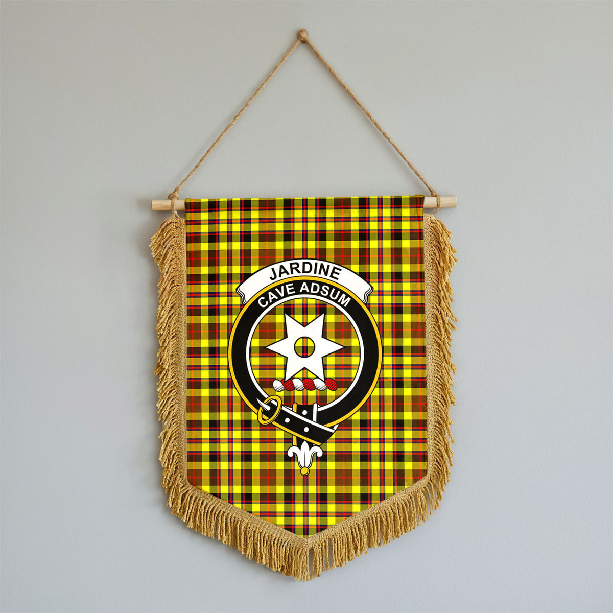 Jardine Tartan Crest Wall Hanging Banner - Wood Pole