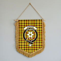 Jardine Tartan Crest Wall Hanging Banner - Wood Pole