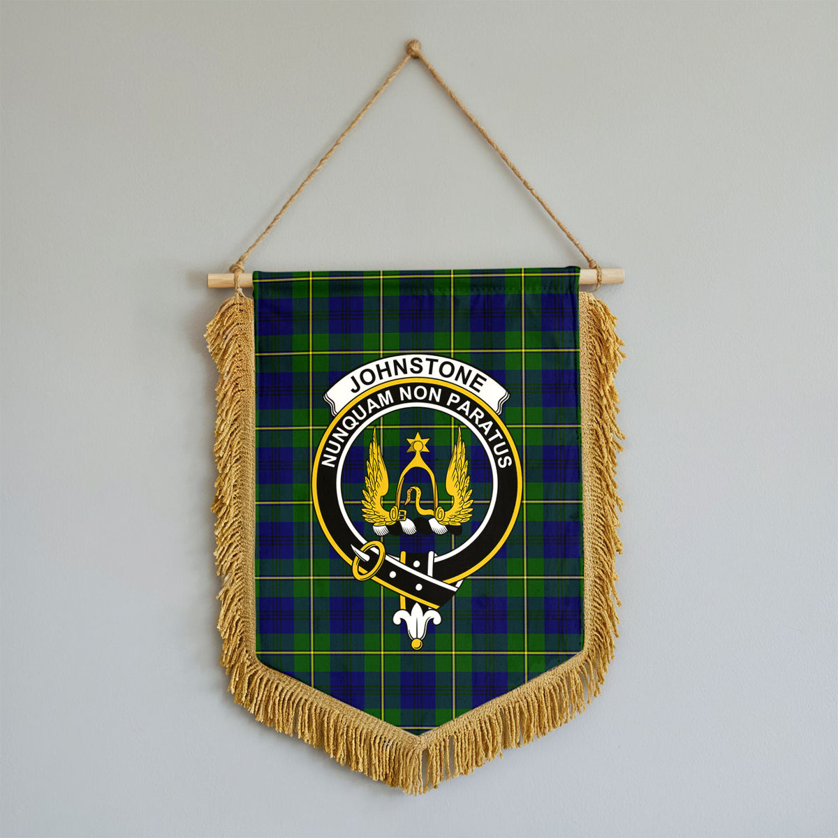 Johnstone Modern Tartan Crest Wall Hanging Banner - Wood Pole