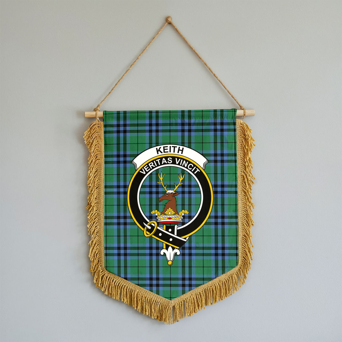 Keith Ancient Tartan Crest Wall Hanging Banner - Wood Pole