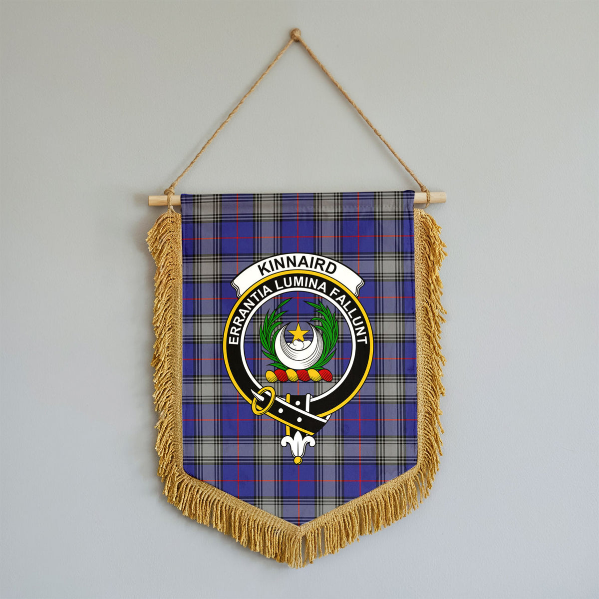 Kinnaird Tartan Crest Wall Hanging Banner - Wood Pole