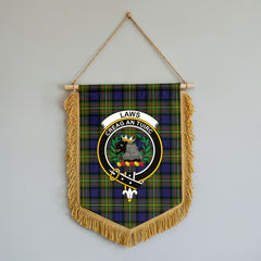 Laws Tartan Crest Wall Hanging Banner - Wood Pole