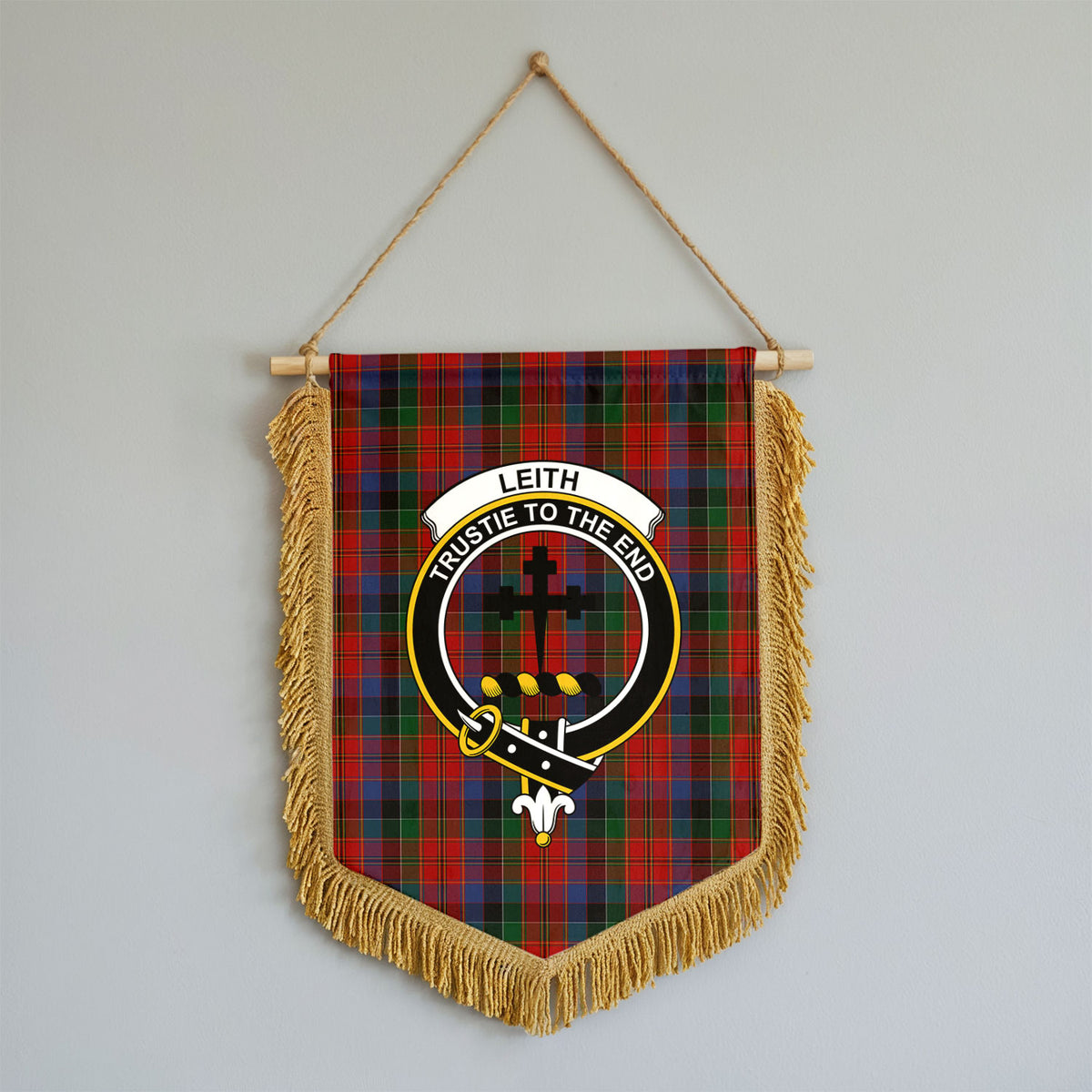 Leith Tartan Crest Wall Hanging Banner - Wood Pole