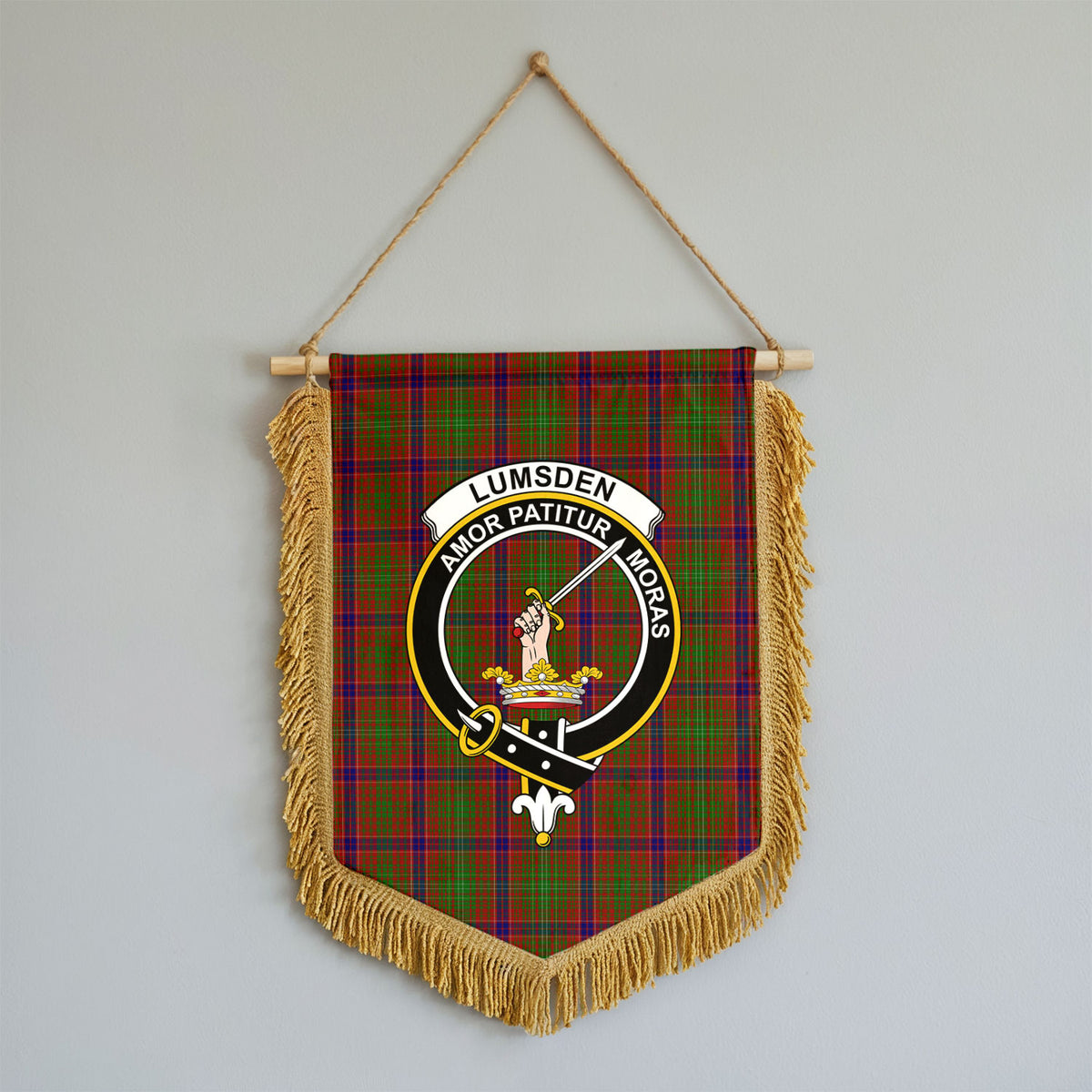 Lumsden Tartan Crest Wall Hanging Banner - Wood Pole