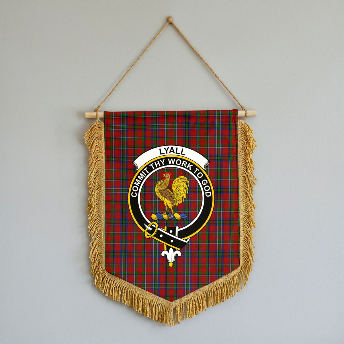 Lyall Tartan Crest Wall Hanging Banner - Wood Pole