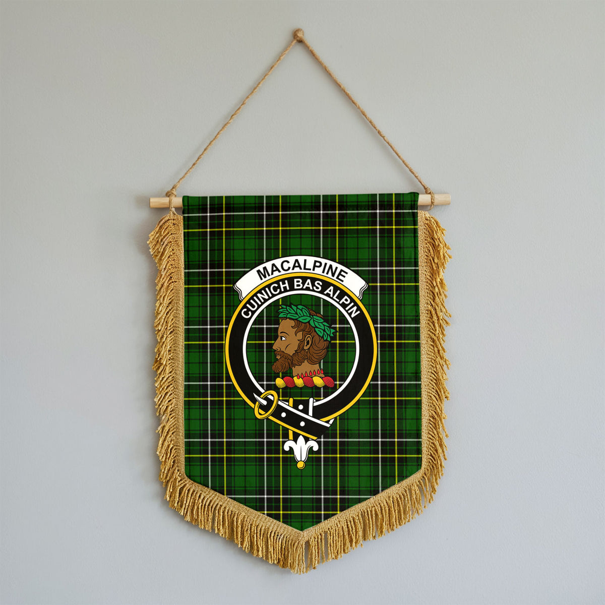 MacAlpine Modern Tartan Crest Wall Hanging Banner - Wood Pole
