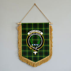 MacArthur Modern Tartan Crest Wall Hanging Banner - Wood Pole