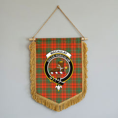 MacAulay Ancient Tartan Crest Wall Hanging Banner - Wood Pole
