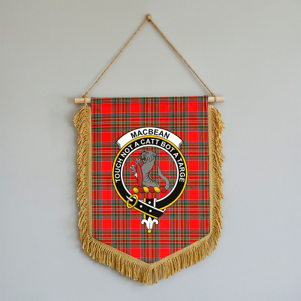 MacBean Tartan Crest Wall Hanging Banner - Wood Pole